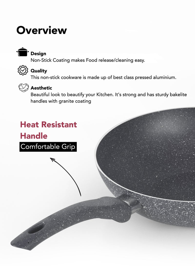 Grandi Wok pan 28 cm High Thickness 1- Piece Non-Stick  Grey - Image 3
